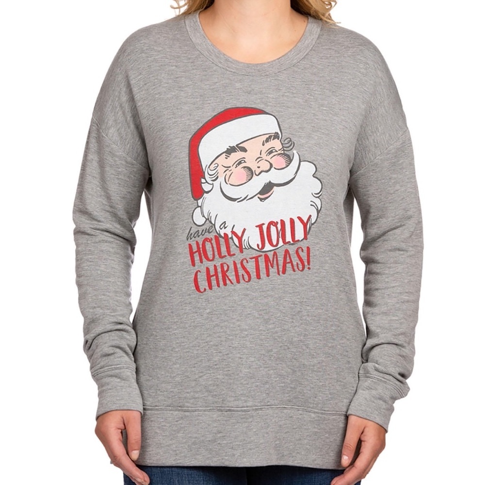 State of Mine Women's 'Holly Jolly Christmas' Gray Sweatshirt Size Medium